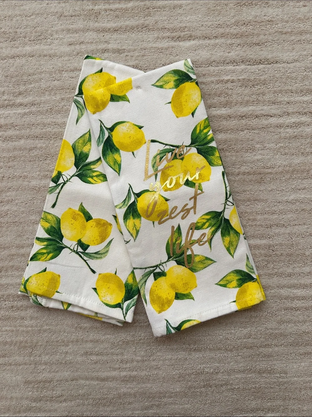 NWOT Set of 2 Kitchen Towels by 8 Oak Lane “Live Your Zest Life” Lemons 28”x18”